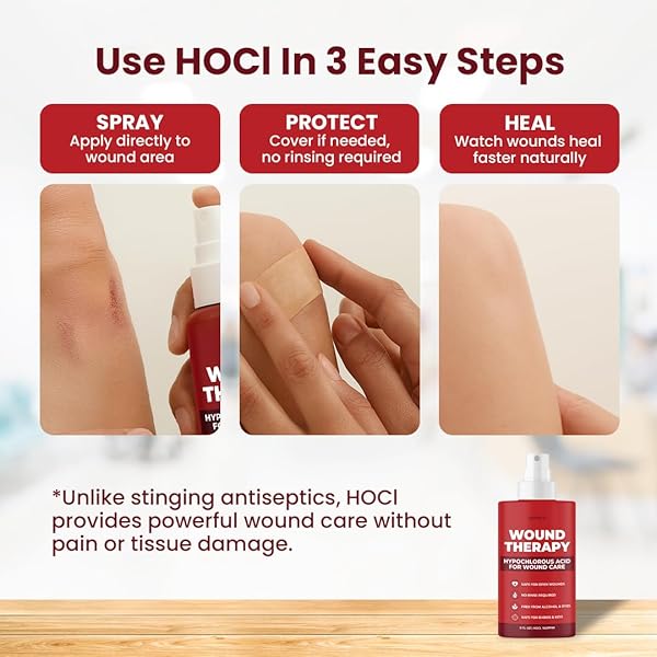WOUND THERAPY (8 OZ) – HYPOCHLOROUS ACID (HOCL) SKIN CLEANSER, WOUND SPRAY FOR FAST HEALING – FIRST AID ANTISEPTIC SPRAY FOR SKIN REPAIR – MADE IN USA