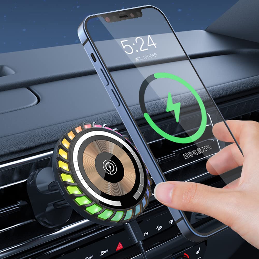 Kwak's Wireless Car Charger Holder,Car Mount Charger for 99% Vent Magnet Car Fast Charger with Cool Lights