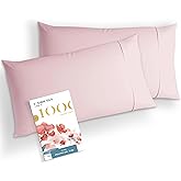 Carressa Linen 100% Egyptian Cotton Standard Pillow Cases Set of 2 - Luxury High Thread Count Pillowcases Standard/Queen Size (Blush), Silky Soft, Cooling Sateen Weave Hotel Quality Bed Pillow Cover