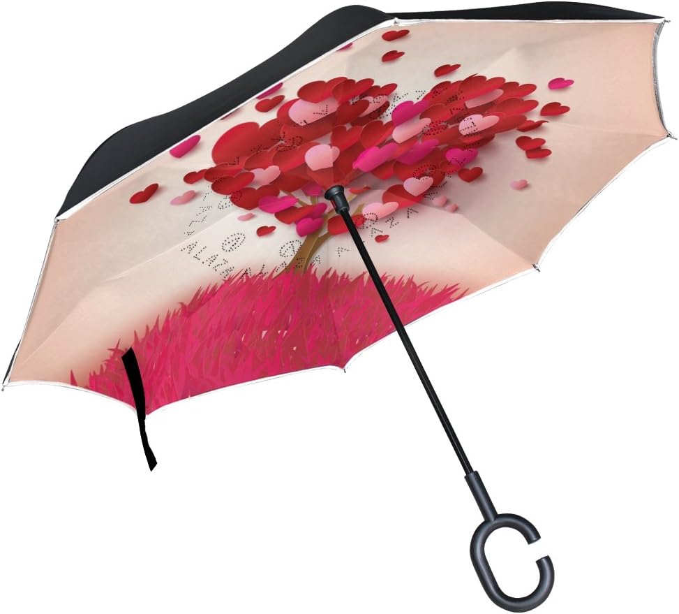 ISAOA Large Umbrella Inverted Umbrella Windproof Double Layer Construction Reversed Folding Umbrella for Car Rain Outdoor Use,C-Shaped Handle Umbrella Black Cat Umbrella for Women and Men