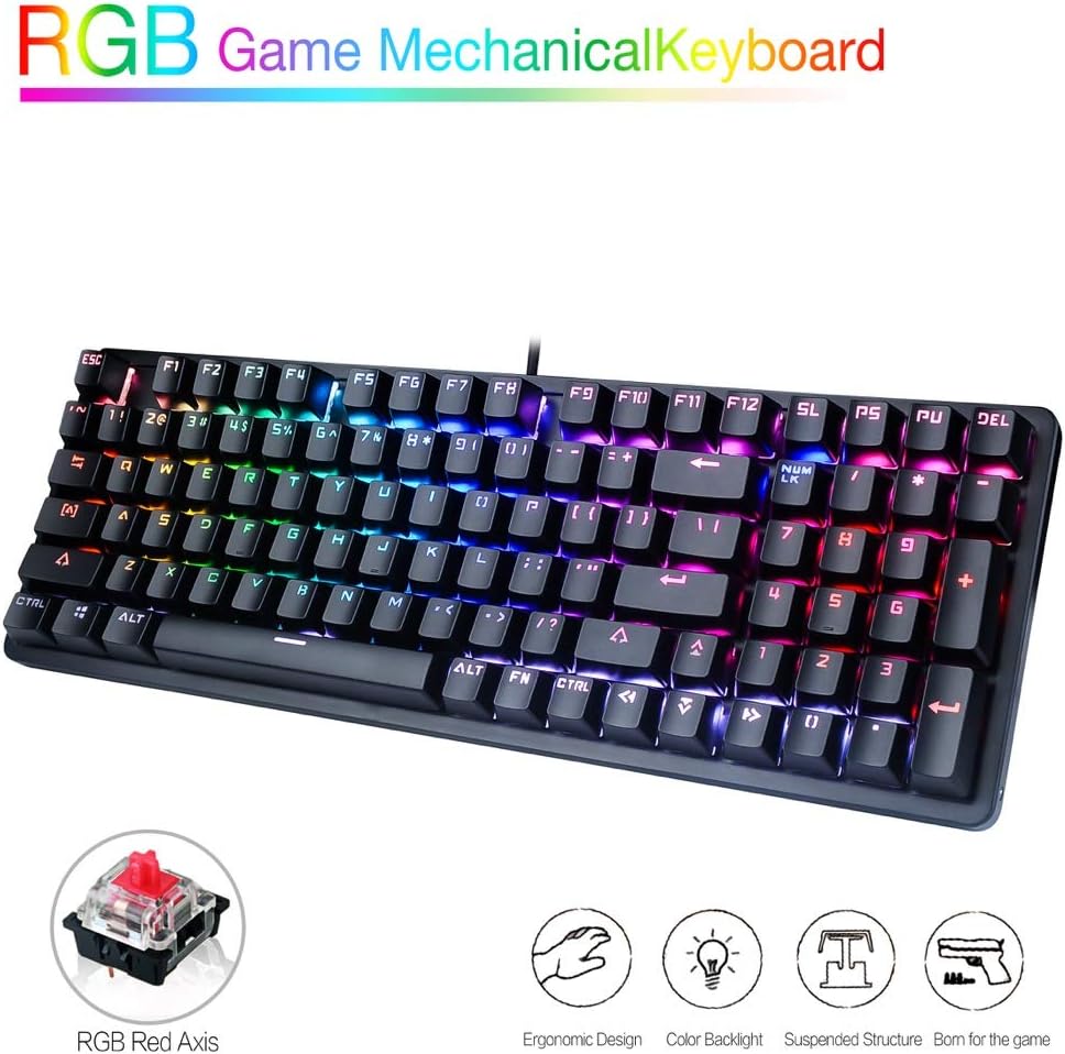 ZJFKSDYX L620 Compact Red Switch RGB 98 Key Professional Game Mechanical Keyboard - Support Macro Drive
