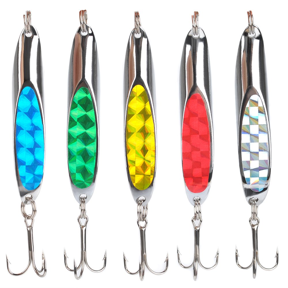 Dr.Fish Set 5 Sea Fishing Spoon Sinking Metal Lures Trout Fishing