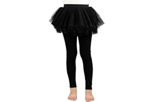 Auranso Little Girls Footless Leggings Pants with Lace Ruffle Tutu Skirt 2-9T