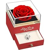 WILDLOVE Preserved Real Red Rose with Mom Necklace - Gifts for Mothers Day, Christmas, Birthday Gifts for Mom - Long Lasting Forever Flowers Best Presents for Moms