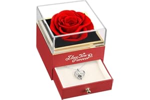 WILDLOVE Preserved Real Red Rose with Mom Necklace - Gifts for Mothers Day, Christmas, Birthday Gifts for Mom - Long Lasting Forever Flowers Best Presents for Moms