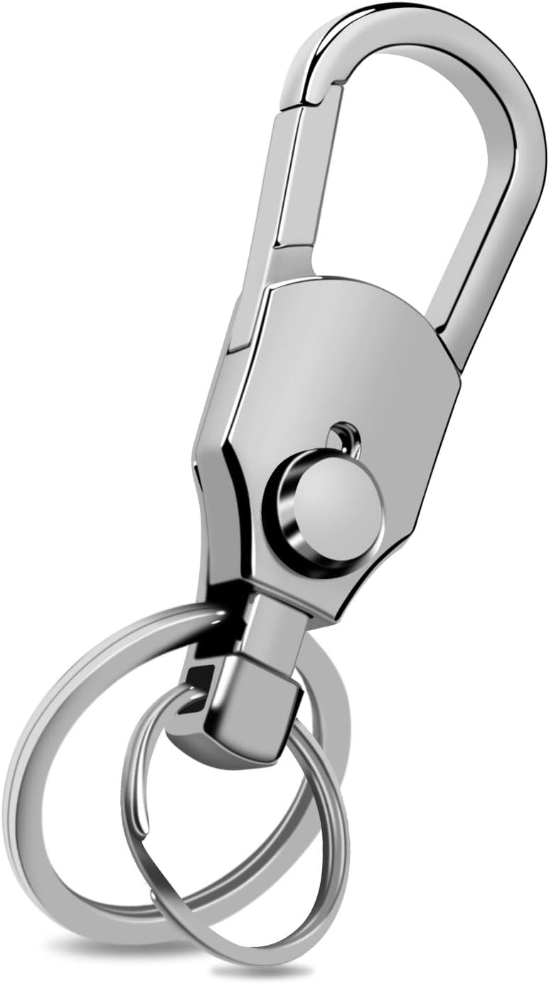 ROYAGO Keychain with (2 Extra Key Rings) Heavy Duty Car Keychain for Men and Women - Silver