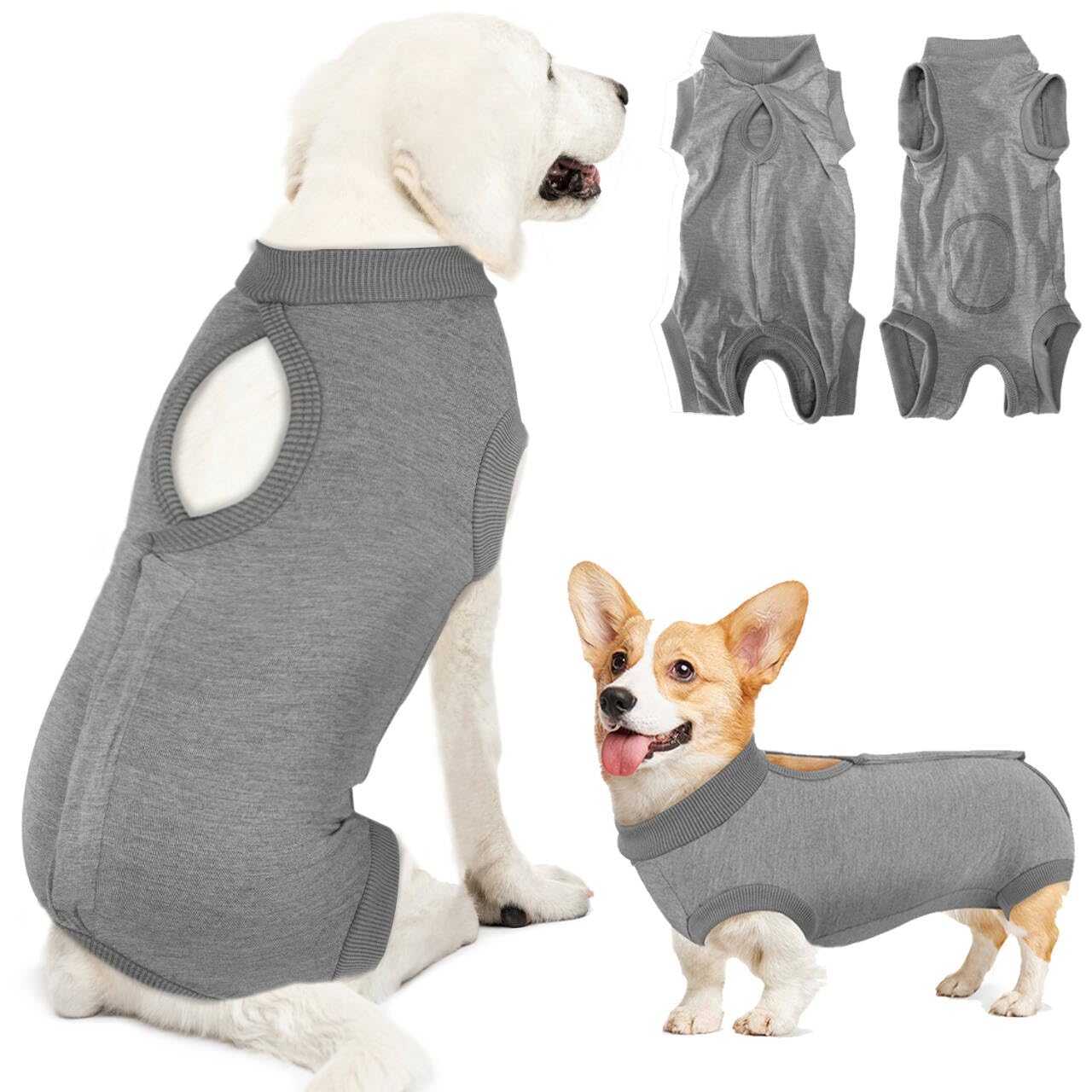 Eyein Dog Surgery Recovery Suit, Adjustable & Comfortable Dog Spay Onesie Recovery Suit, Cone E Collar Alternative for Female Male Dogs, Soft Body Shirt after Surgery for Abdominal Wound(M)