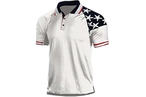 GENERIC Men's Patriotic Polo Shirts 1776 Independence Day American Flag Printed Graphic Tee Shirts 4th of July Distressed T-Shirt