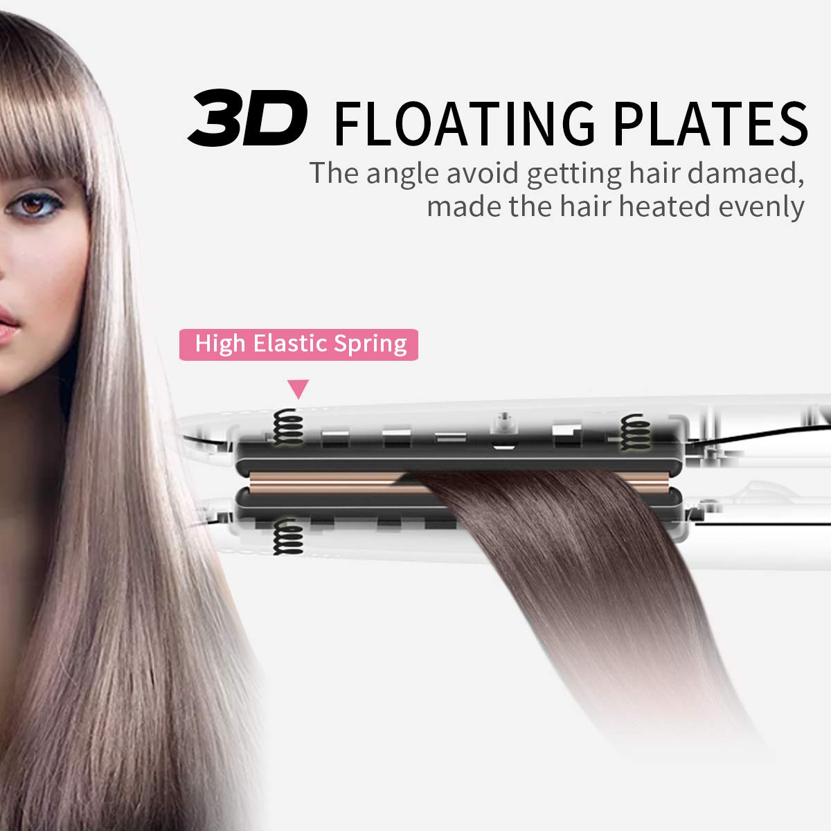 Fer à Lisser Lisseur Cheveux Longues plaques ioniques en céramique Température Ajustable Arrêt Automatique Verrou de sécurité Affichage numérique de la température