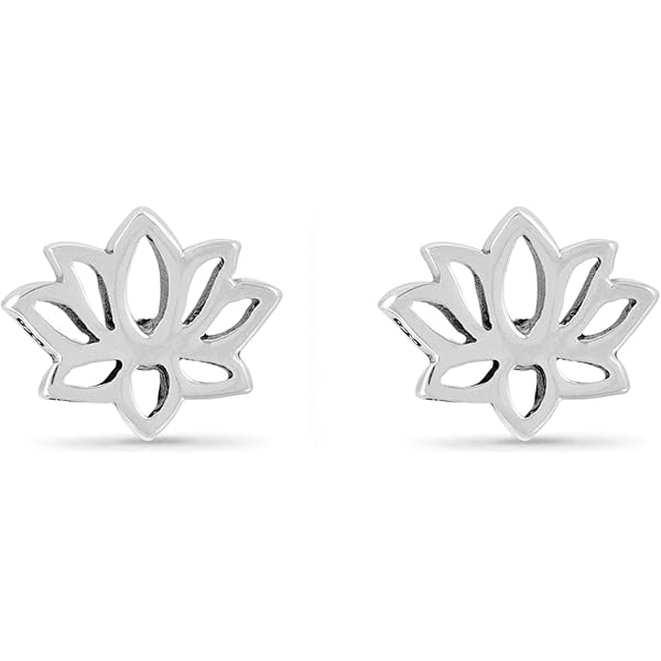 Aretes De Plata De Ley Con Flor De Loto Para Mujeres Adultas Y Adolescentes, Plata De Ley, No Es Una Piedra Preciosa