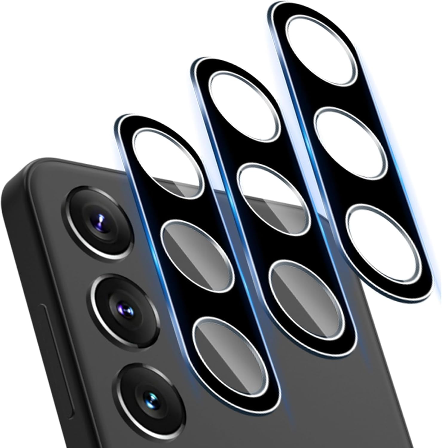 Photo 1 of DEERLAMN [3-Packs Camera Lens Protector for Samsung Galaxy S25+ Plus,9H Hardness Anti Scratch Easy Installation Tempered Glass - Black