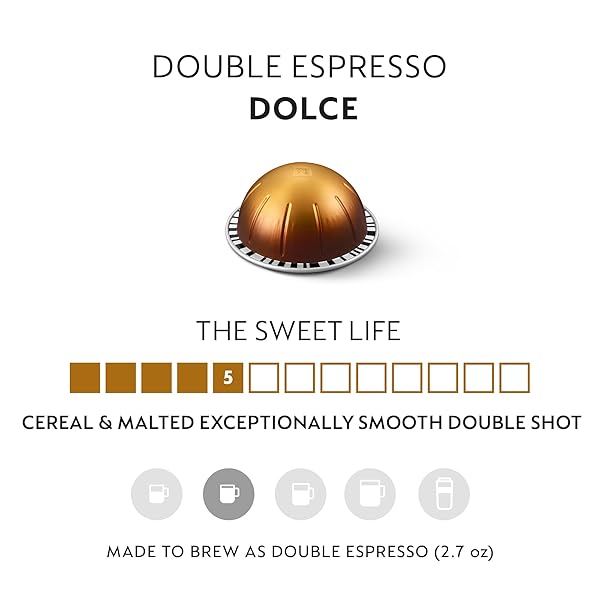 NESPRESSO CAPSULES VERTUO, DOUBLE ESPRESSO DOLCE, 30-COUNT ESPRESSO PODS, BREWS 2.7 OZ.
