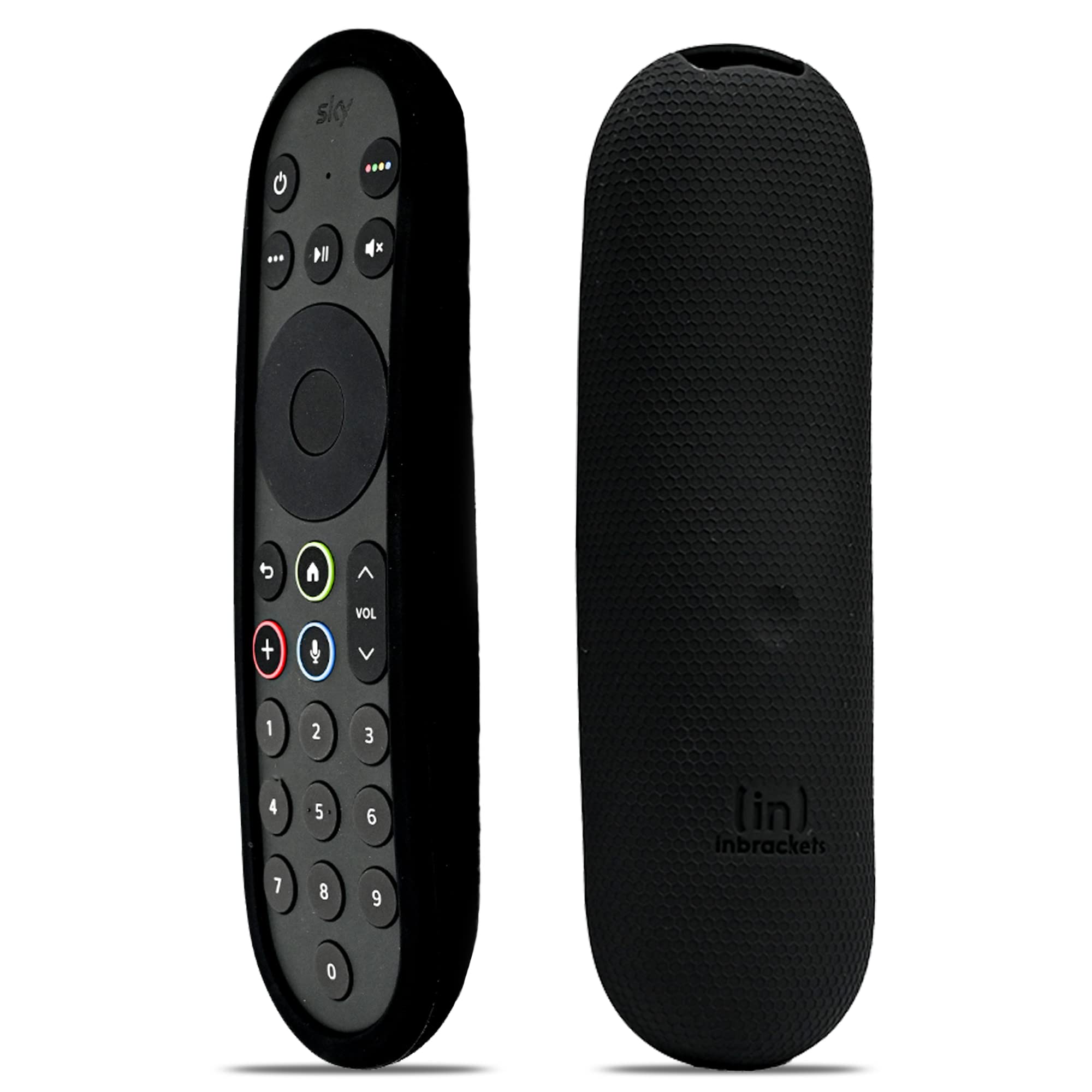 Protective Case for Sky Glass Remote Cover Protective Case by Inbrackets – Shockproof Cover Case Skin for Sky Glass Remote Control – Anti-Slip – Premium Durable Silicone Honeycomb Texture (Black)