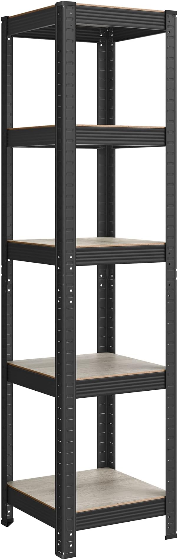 SONGMICS Shelving Unit 37x37x150 cm 400 kg Load Adjustable Shelves Greige Black