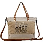 Myra Bag Sustainable Organic Fabric Market Bag Upcycled Cotton & Leather S-2887