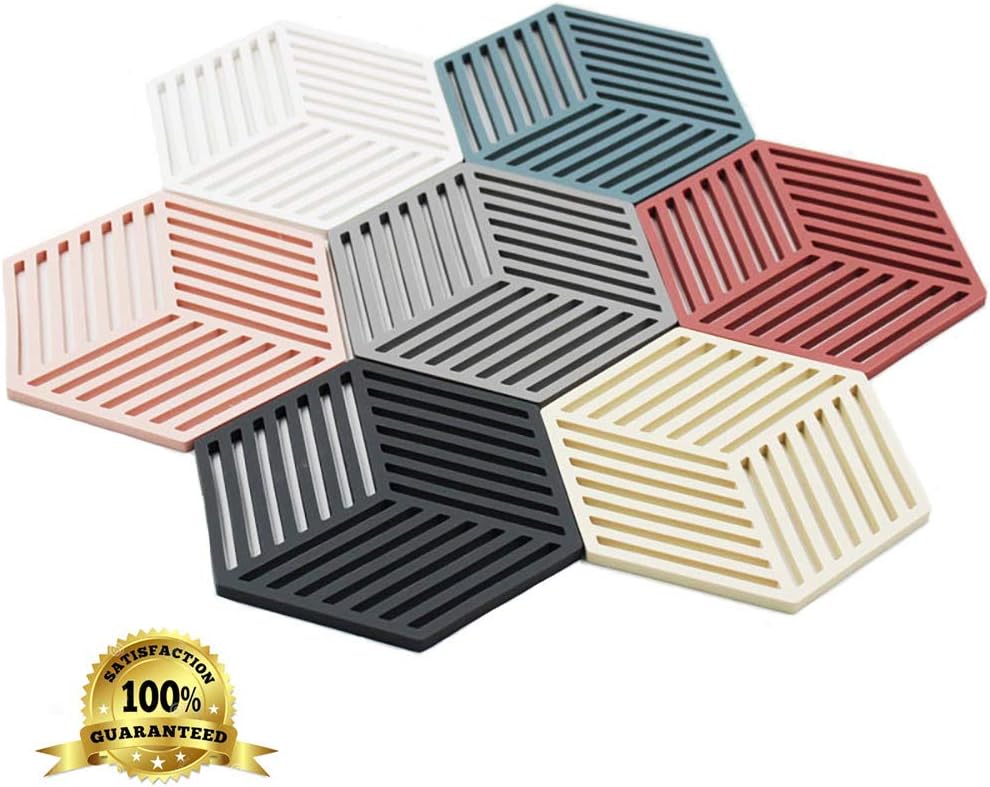 Dine Divine Set of 7 Silicone Trivets | Coaster | Pot Holder | Placemat for Home Kitchen and Dining Table