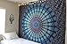Bless International Handmade Indian hippie Bohemian Psychedelic Peacock Mandala Wall hanging College Dorm Beach Throws Table Cloth Bedding Tapestry (Blue Green, Queen(84x90Inches)(215x230Cms))