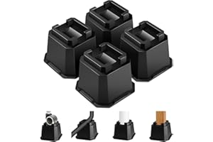Sunifier Bed Risers 4 inches Heavy Duty, Adjustable Furniture Risers for Leg with Wheels, Bed Lifts Risers for Table, Sofa, Couch, Cabinet, Bed Frame Accessories (Black 4-Pack,4 inch)