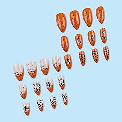 24Pcs Halloween Press on Nails Almond Short Fake