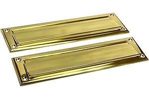 QCAA Solid Brass Mail Slot, with Solid Brass Interior Back Plate, 10" x 3", Polished Brass, 1 Pack, Made in Taiwan