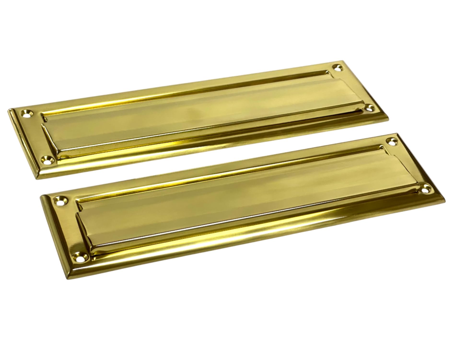 QCAA Solid Brass Mail Slot, with Solid Brass Interior Back Plate, 10" x 3", Polished Brass, 1 Pack, Made in Taiwan