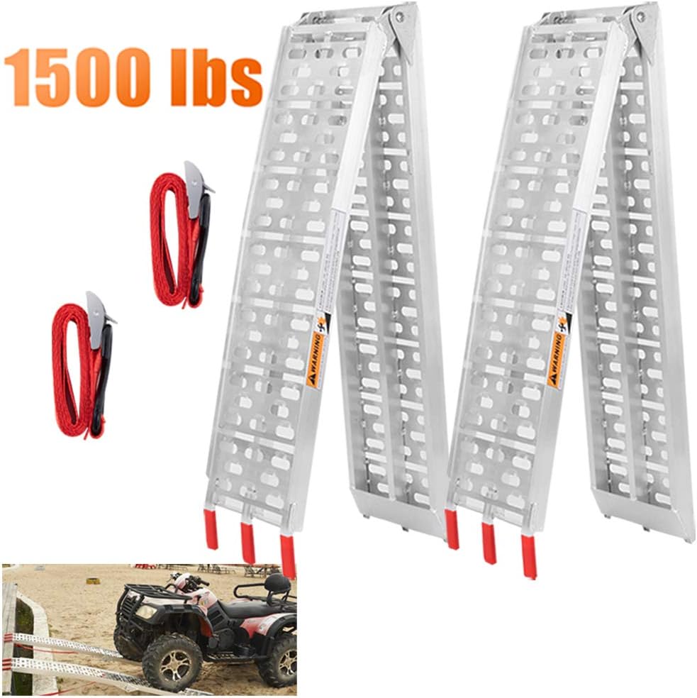 VENDAV ATV Ramps for Pickup Trucks 7.5 FT Aluminum Portable Ramps 1500 Lbs Capacity,2PC.