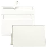 Guakicae Cream Greeting Cards and Envelopes 4 x 6 Printable 300GSM Folded Off White Cardstock and A4 Envelopes Self Seal 20 packs for Wedding Invitations, Birthday, Mailing, Christmas