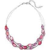 PEARL&CLUB Crystal Layered Statement Necklace For Women - Choker Necklace with Chunky Silver Chain, Birthday Gifts For Women