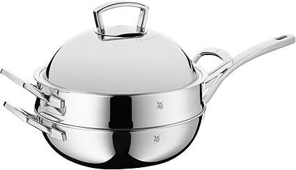 Wmf Multiply Wok 28 Cm Met Demperinzetstuk Ongecoat Metalen Deksel Met Waslaanafg Meerlaags Cromargan Roestvrij Staal Aluminium Kern Inductie Amazon Nl