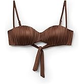 CALZEDONIA Woman's Graduated Padded Bandeau Swimsuit Top Shiny Satin