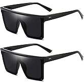Dollger Square Oversized Sunglasses for Women Men Fashion Flat Top Big Black Frame Shades