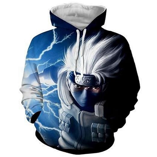 CHENMA Herren Naruto 3D-Druck Pullover Kapuzen-Sweatshirt mit Kängurutasche