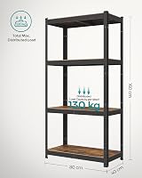 SONGMICS Shelving Unit 40 x 80 x 160 cm Rustic Brown Black 520 kg Load view 7