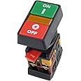 uxcell A11083100ux0124 on Off Start Stop Push Button with Light Indicator Momentary Switch, Red/Green Power