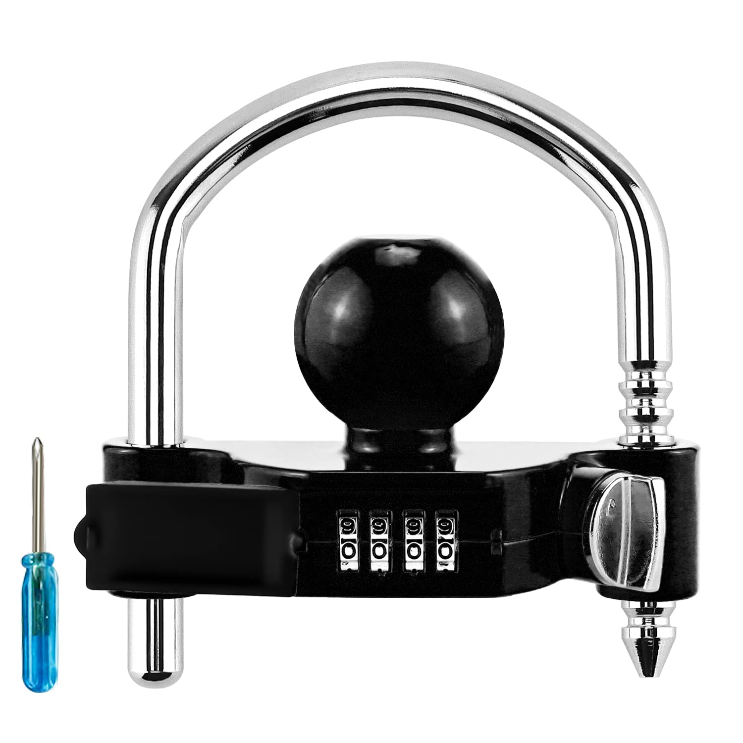 Photo 1 of Cenipar Trailer Hitch Lock Universal with Combination Lock, Heavy-Duty Steel Tow Ball Coupler, Fits 1-7/8”, 2”, 2-5/16” Couplers, for Trailer Truck RV SUV Boat Black