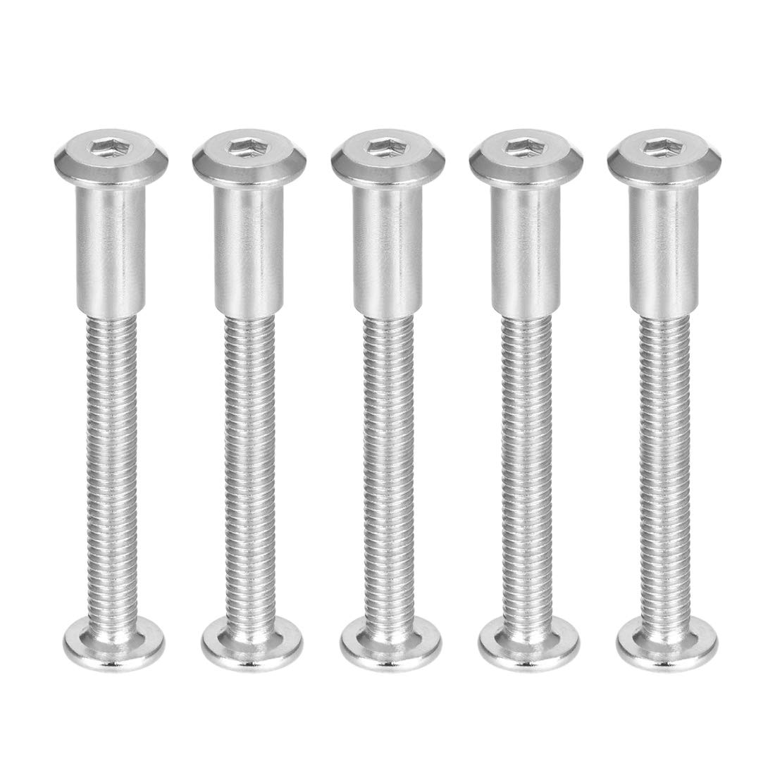 sourcing map Screw Post Fit for 5/16"(8mm) Hole Dia, Male M6x60mm Belt Buckle Binding Bolts Leather Fastener Stainless Steel 5 Sets