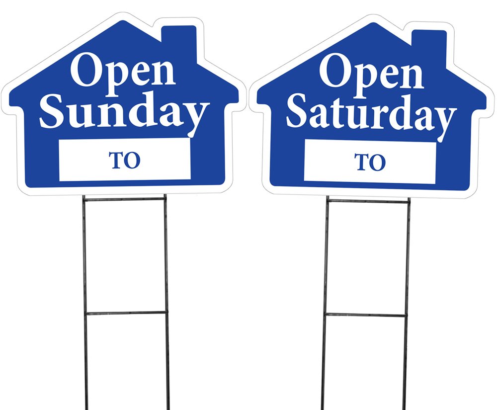 Starburst Yard Sign Open Sunday Includes 2 8 D Wire Stakes Retail Services Com Business Signs