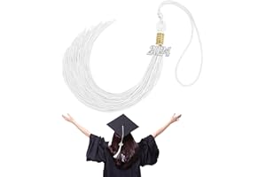 MDOZQ Graduation White Tassel 2024, Class of 2024 Tassel, Tassel Graduation Charm with 2024 Year Silver Charms for Arts Letters Humanities Graduate Parties Ceremonies Souvenir, Graduation Hat Decoration