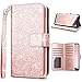 Fingic for Samsung S9,Galaxy S9 Wallet Case, Luxury Glitter Wallet Case Nickel Plated Press Stud[Cash Holder][Wrist Strap][Magnetic Snap Closure] Protective Cover for Samsung Galaxy S9,Rose Gold
