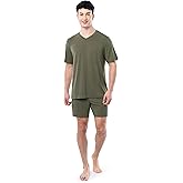 Fruit of the Loom mens 360 Stretch Short Sleeve V-neck Top and Short Sleep Pajama Set