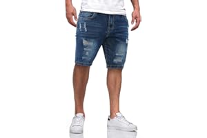 Linvich Men's Skinny Jean Shorts Casual Stretchy Slim Fit Ripped Denim Shorts