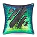URSKYTOUS Reversible Sequin Pillow Case Decorative Mermaid Pillow Cover Color Changing Cushion Throw Pillowcase 16” x 16”,Fancy Green and Black