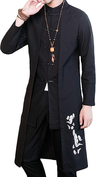 Baluote メンズ 羽織 カーディガン 綿 麻 コート ハンサム かっこいい アウター メンズコート おしゃれ 春 夏 秋 冬 シンプル トップス 和風 薄手 羽織 ロング丈 麻コート カーディガン 通販 Amazon