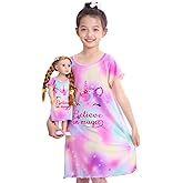 ICOSY Girls Nightgowns Matching Doll & Girls Pajamas Clothes Sleepwear for American 18" Girl Doll