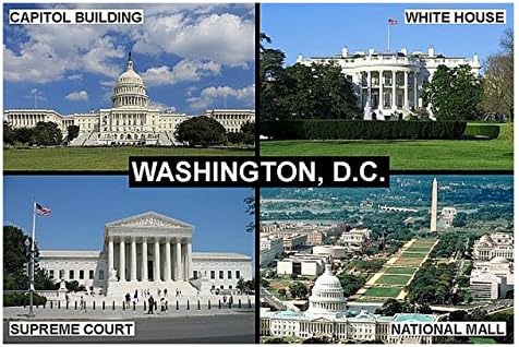 SOUVENIR FRIDGE MAGNET - WASHINGTON, D.C. USA 3½ x 2½ inches Jumbo