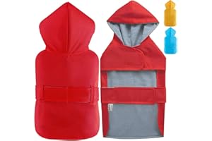 LeerKing Dog Raincoat Hooded Leash Hole 10 Sizes, Waterproof Double Layer Dog rain Coat Jacket with Lining for Small Medium and Large Dog,Red,XS