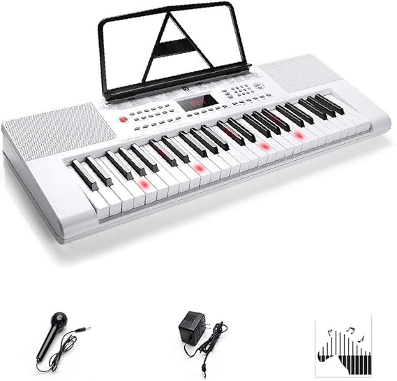 Vangoa Clavier de Piano 49 Touches Lumineuses Enseignement Clavier électronique pour Débutant