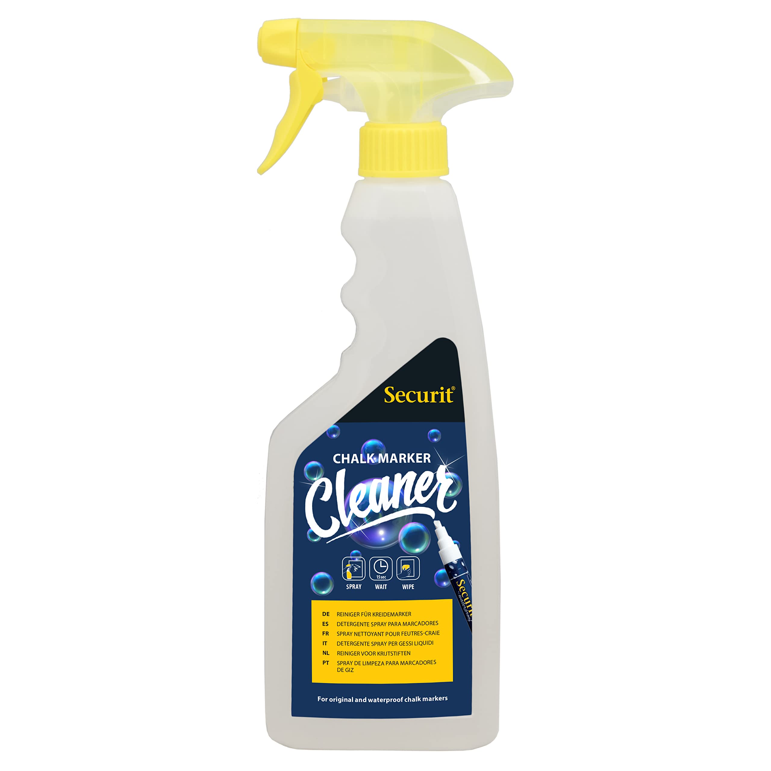 Securit Liquid Chalkmarker Pen Cleaning Spray 500ml - Remove Residue Liquid Chalk From Blackboards & Chalkboards, Paint Marker Cleaning Spray, School Supplies - Glass Cleaner — image 1