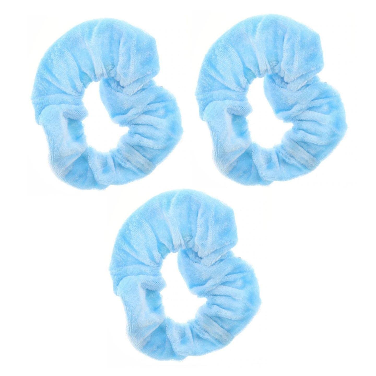 Topkids Accessories - Velvet Scrunchie Scrunchies Elastic Hair Band Ponytail Holders Hair Scrunchie Hair Bobbles Hair Accessories for Women, Ladies, Girls - Pack of 3 (Baby Blue)
