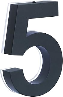 5 Hausnummer LED 3D anthrazit RAL 7016 beleuchtet Edelstahl V2A rostfrei Tranformator 220 Volt Dämmerungssensor vollautomatisches An und Aus 0 1 2 3 4 5 6 7 8 9 a b c d (5 LED anthrazit 3D)